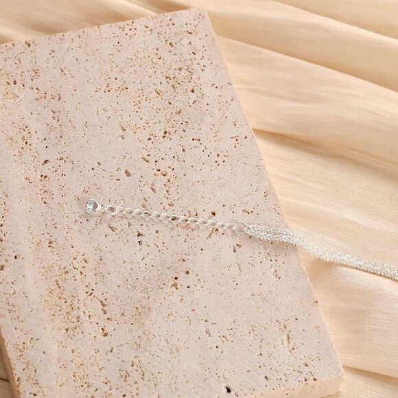 Silver Single clasp sparkle Cuban Link Waterproof Adjustable Anklet for Women - Picture 9 of 9